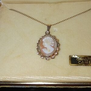 Adia Gold and Cream Cameo Necklace